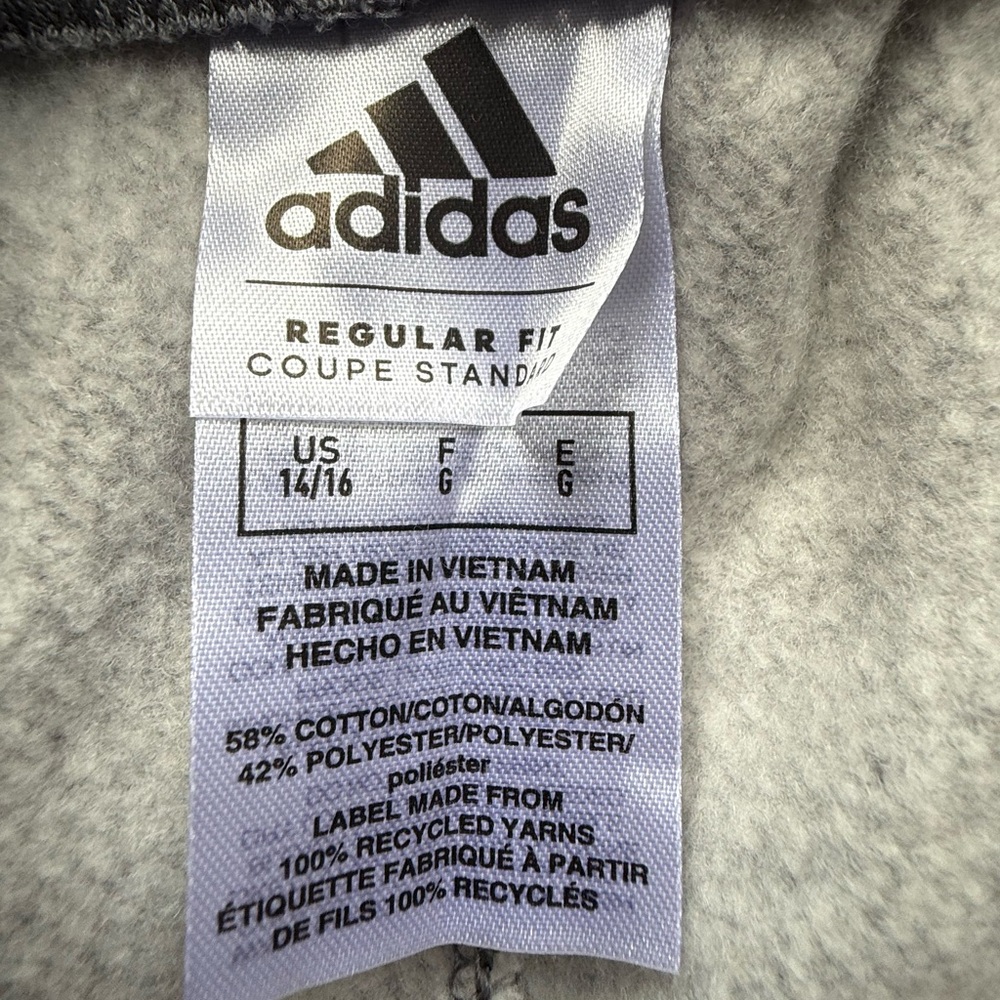 Adidas Boys Youth Gray Fleece joggers NEW NWT - Picture 3 of 3